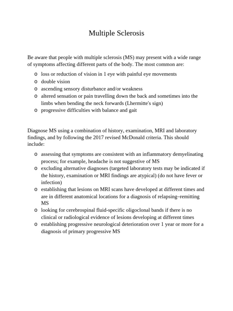 Multiple Sclerosis Pdf