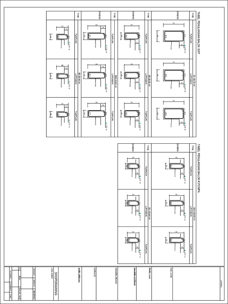 Tabel Penulangan Balok GWT dan R.Pompa | PDF