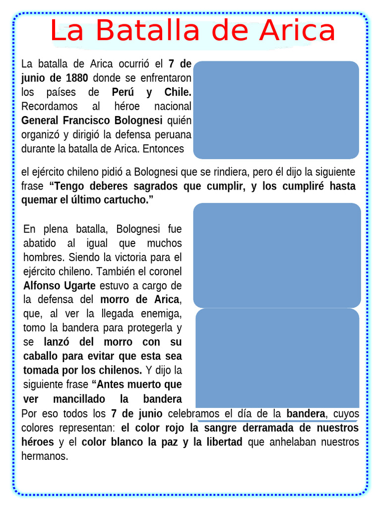 Batalla De Arica Héroes Y Frases Clave Pdf 