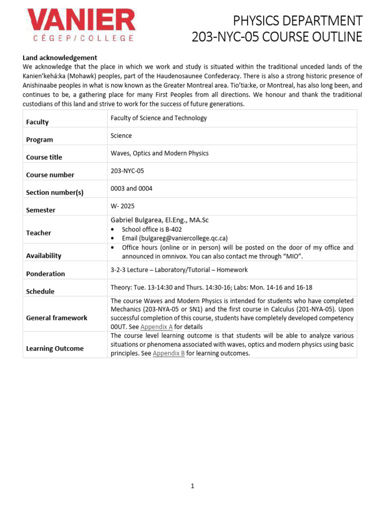 Waves and Modern Physics Course Outline | PDF | Waves | Physical Phenomena