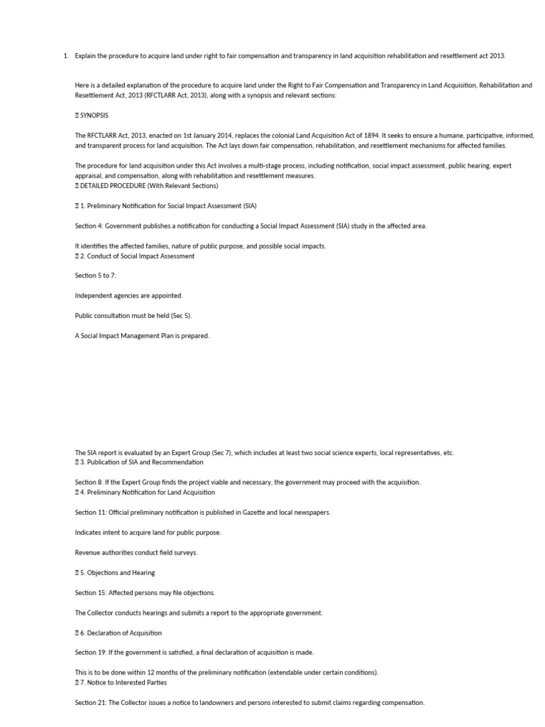 Land Acquisition Process Under RFCTLARR 2013 | PDF | Eminent Domain