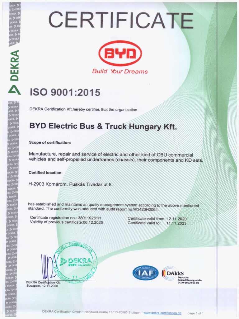 BYD HU ISO 9001 2015 Certification en | PDF