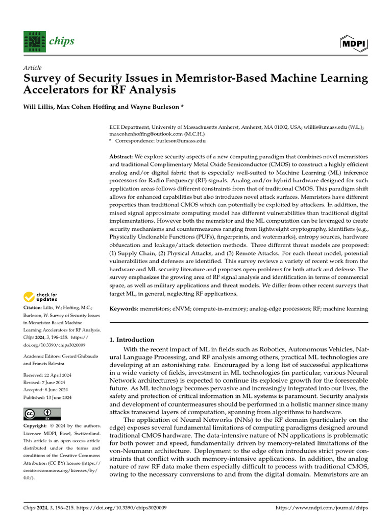 Security in Memristor ML for RF Analysis | PDF | Deep Learning ...