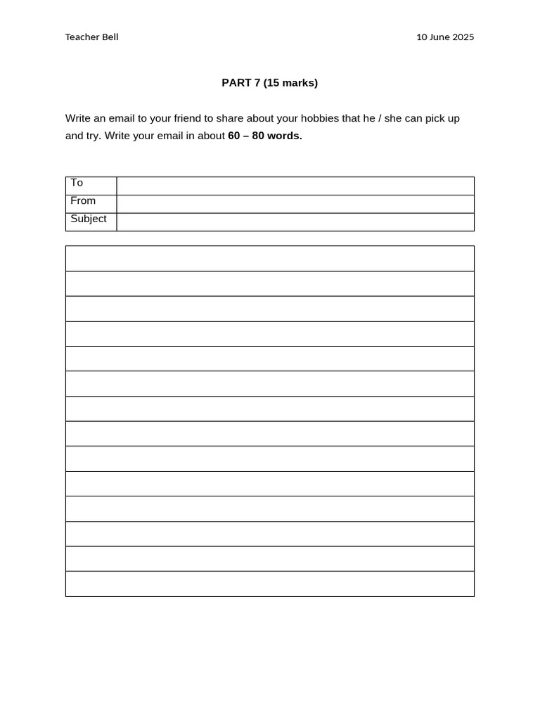 Year 5 Email Writing Exercises | PDF