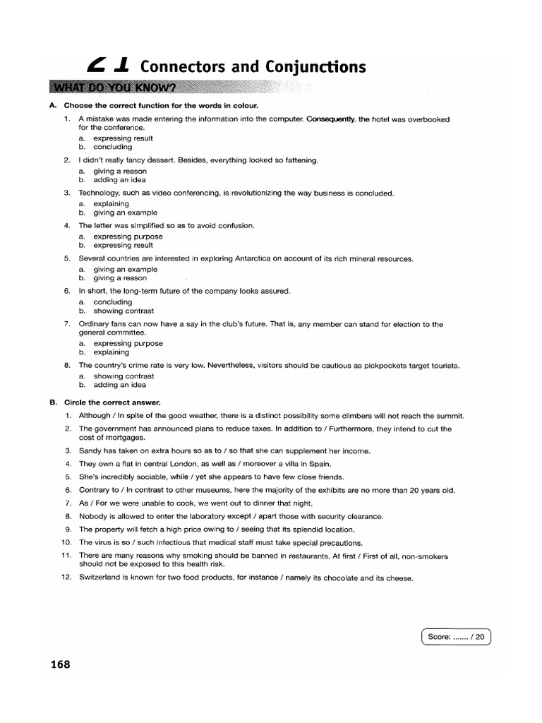 Connectors:Conjunctions | PDF