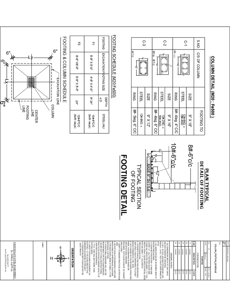 Column Footing Detail and Schedule | PDF | Building Technology ...