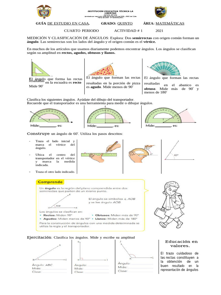 Guía de Matemáticas Quinto Grado: Ángulos y Polígonos | PDF | Polígono ...