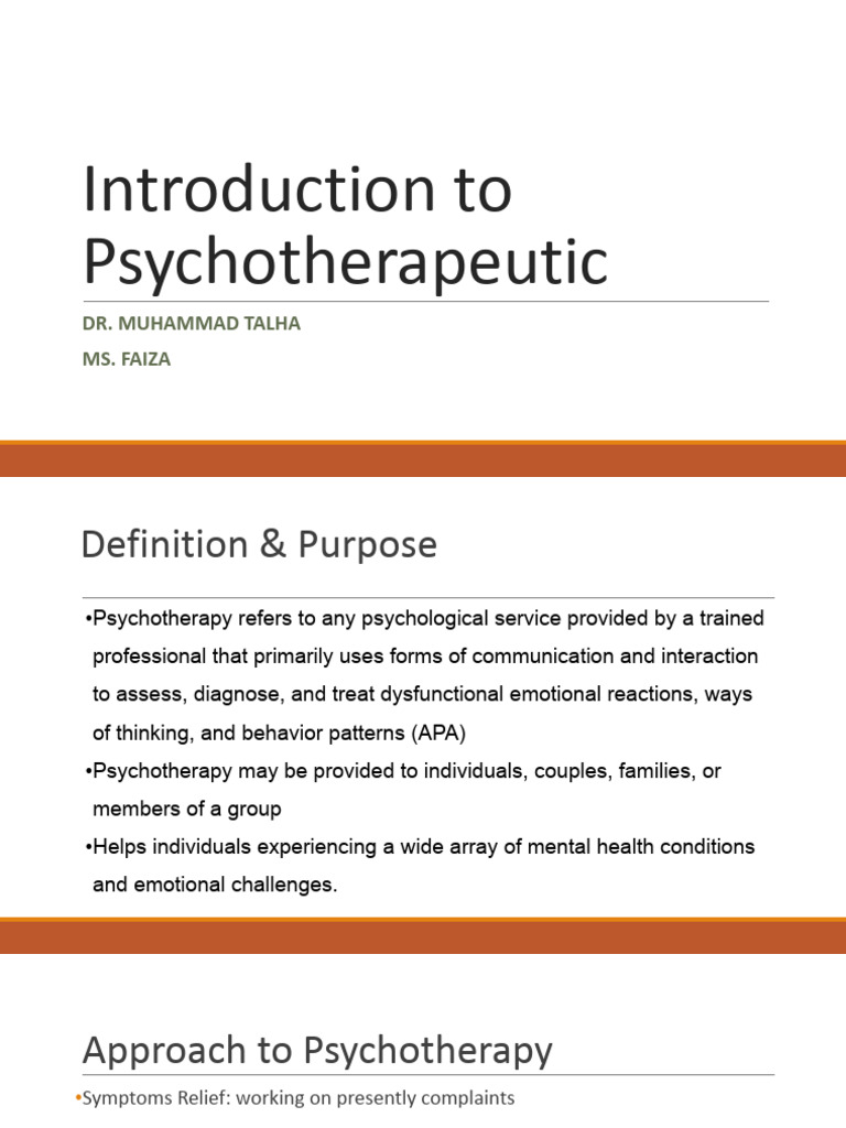 Introduction to Psychotherapeutic.pptx | PDF | Psychotherapy | Psychology