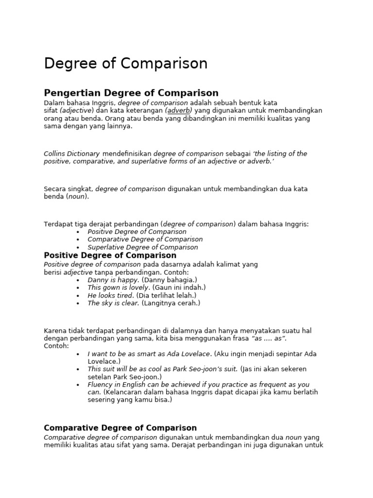 Pengertian Degree of Comparison | PDF