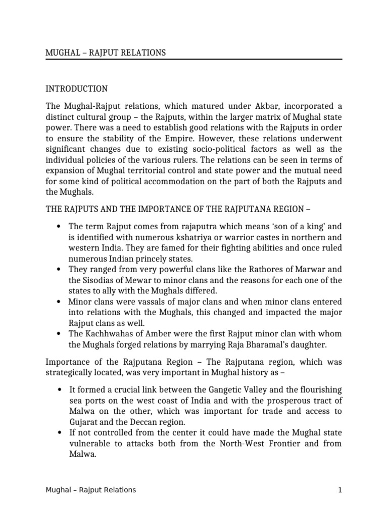 Mughal Rajput Relations | PDF
