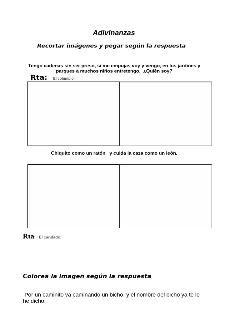 Adivinanza para Niños de 3 Años | PDF