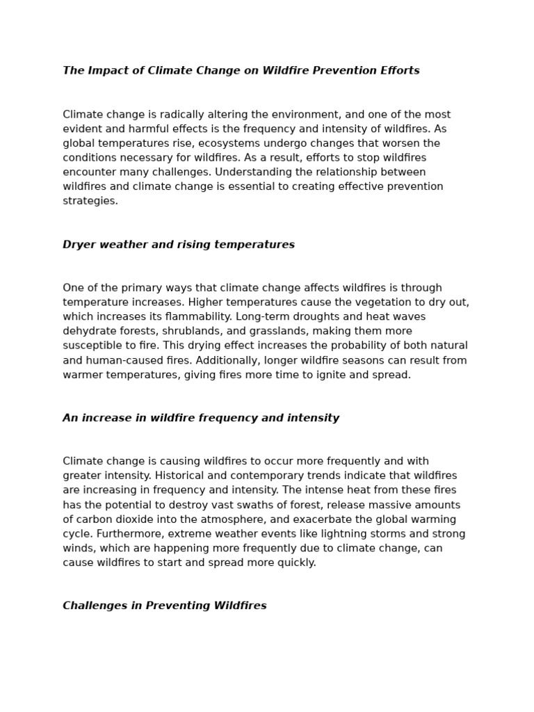 The Impact of Climate Change On Wildfire Prevention Efforts | PDF ...