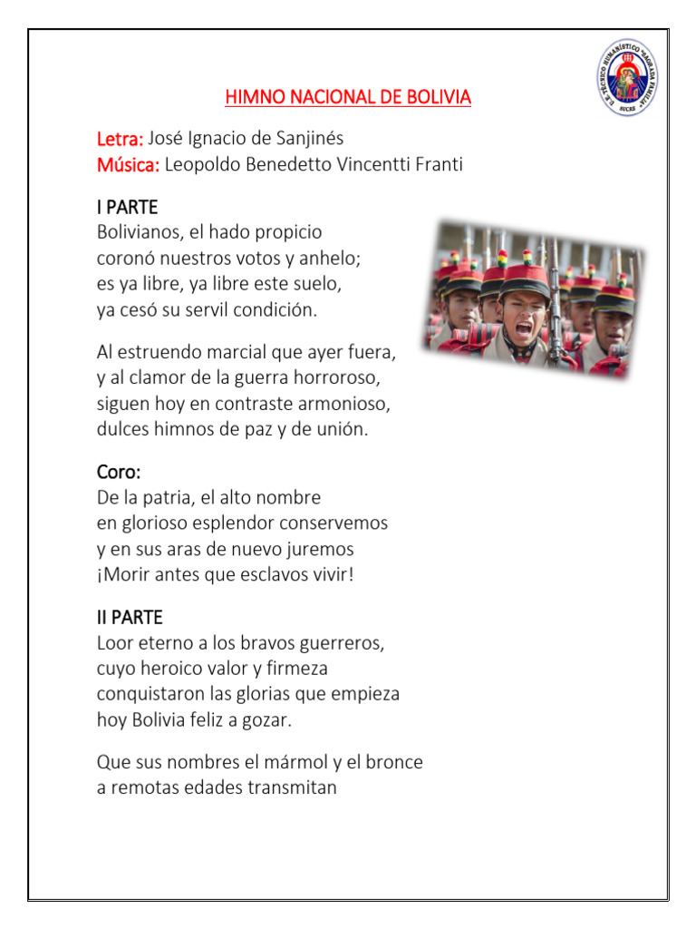 Himno Nacional de Bolivia: Historia y Letra | PDF | Bolivia