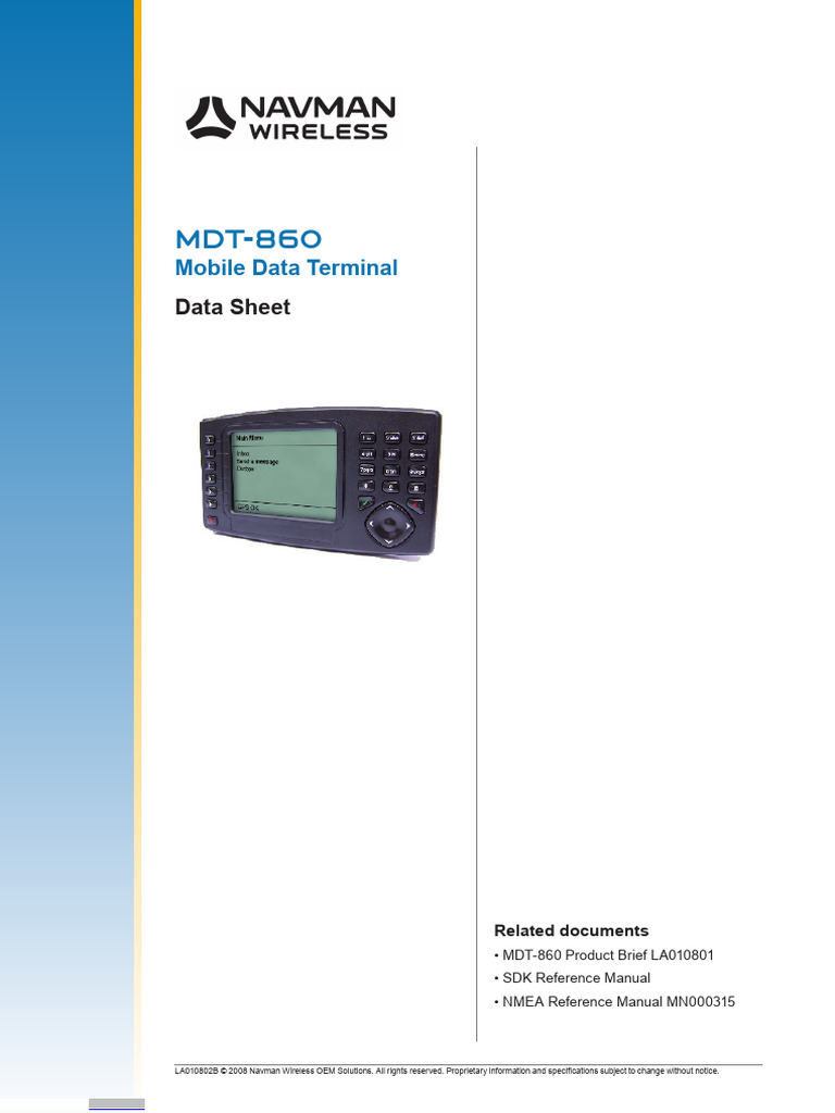 La010802a Mdt-860 Datasheet | PDF | Computing | Computer Engineering