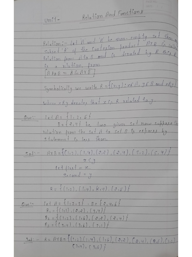 Relation and Functions Notes | PDF