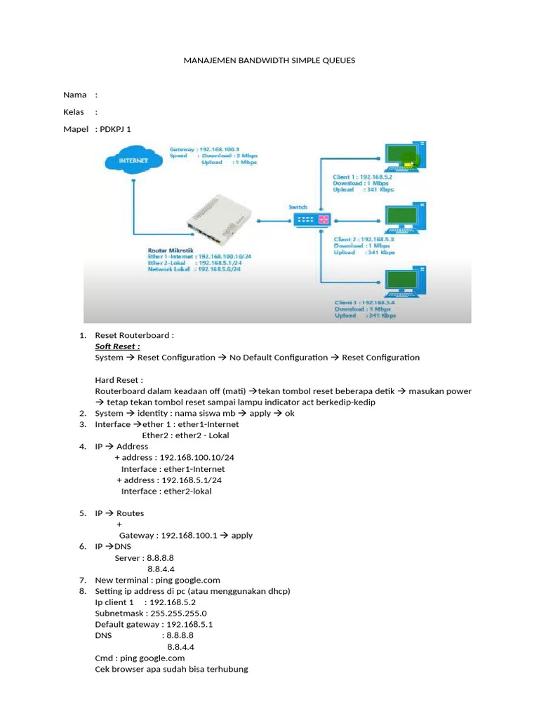 Simple Queue Bandwidth Management Guide | PDF
