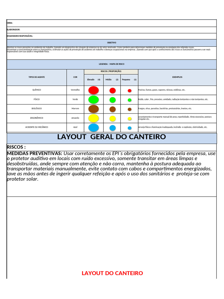 Mapa de Riscos e Medidas Preventivas | PDF | Calor