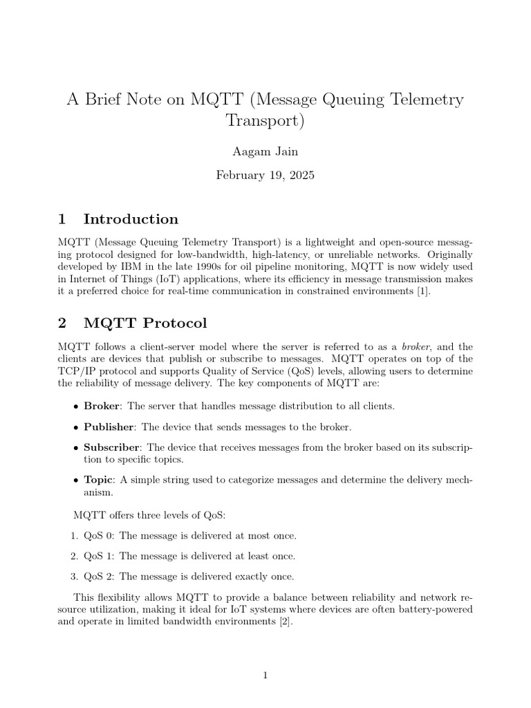 MQTT Short Note | PDF | Communications Protocols | Internet Architecture
