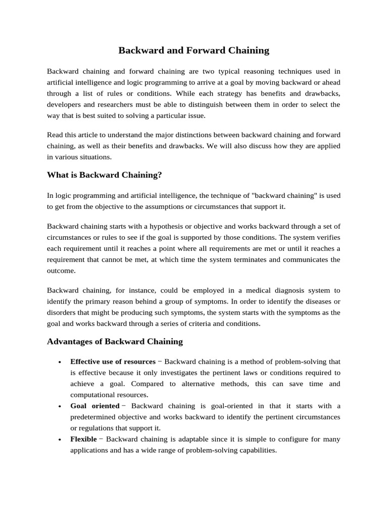 Backward Chaining and Forward Chaining | PDF | Reason | Artificial ...