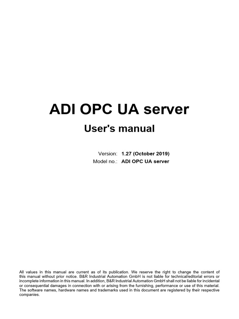ADI OPC UA Server User Manual V1.27 | PDF | Computing | Computer ...