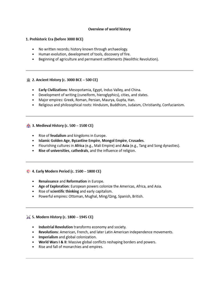 Comprehensive World History Overview | PDF