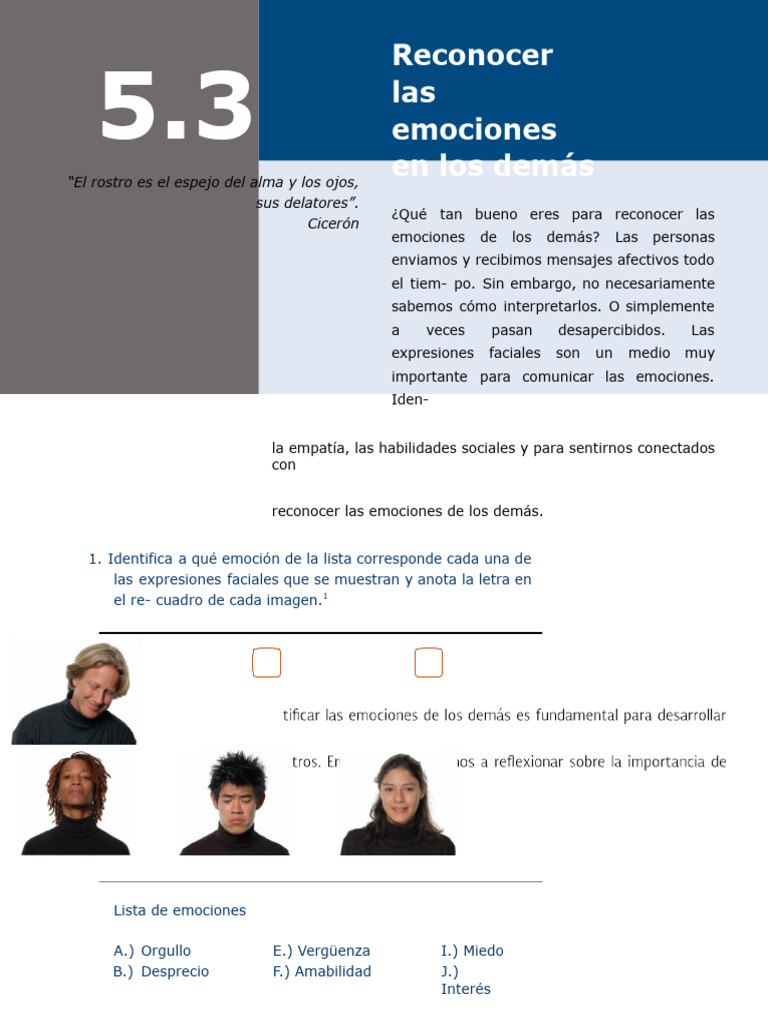 5.3 E Reconocer Las Emociones en Los Demas Comunicacion | PDF | Las ...