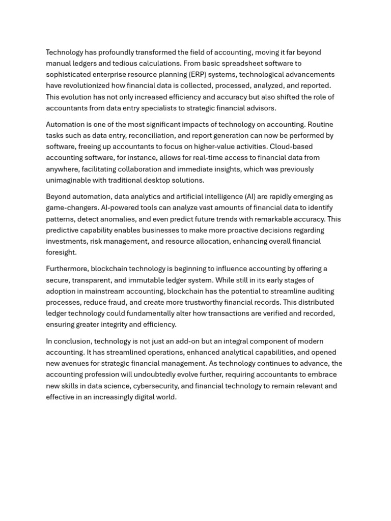 Impact of Technology on Accounting | PDF
