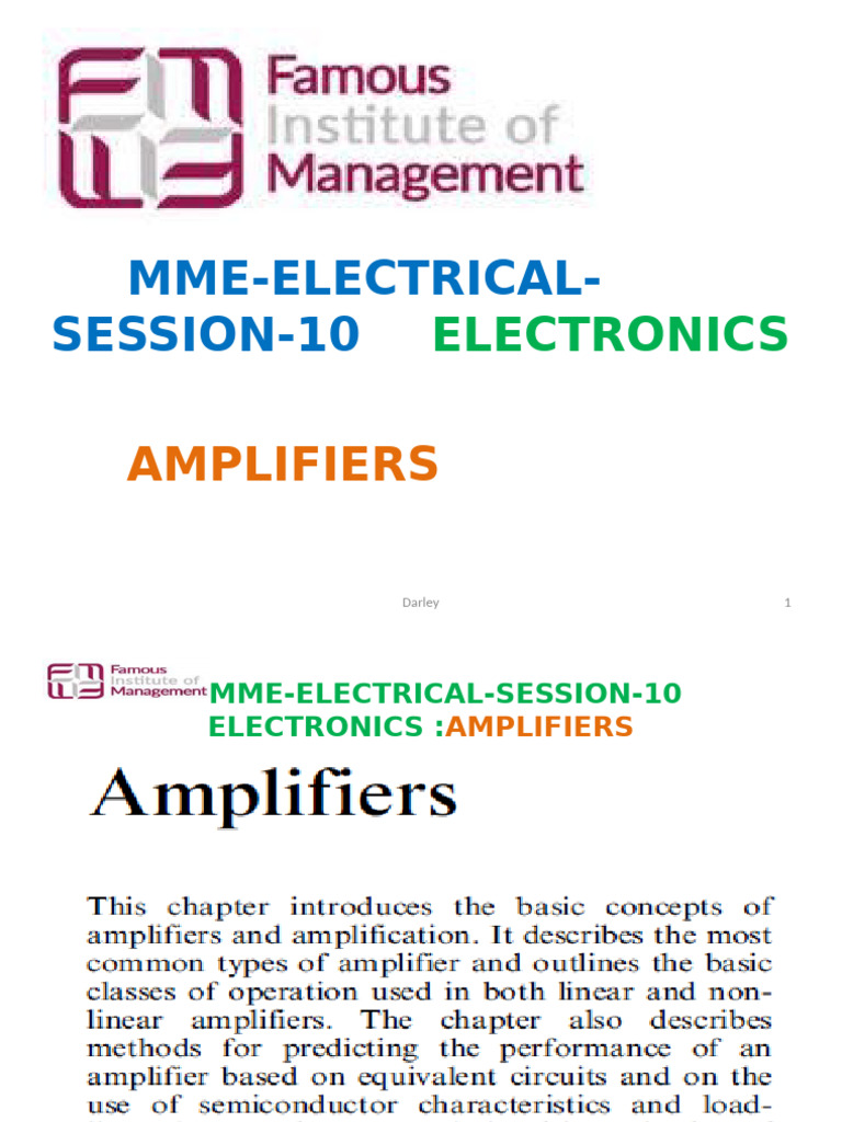 Electronics Amplifiers Overview | PDF | Electronics | Electricity