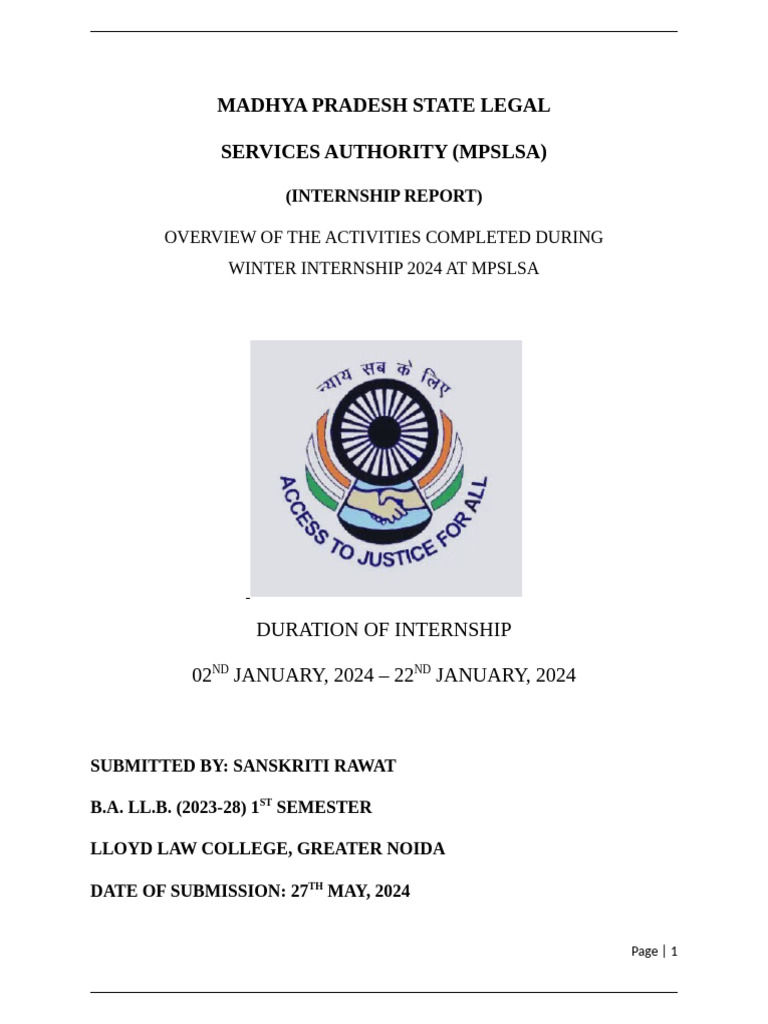 MPSLSA Winter Internship Overview | PDF | Mediation | Alternative ...
