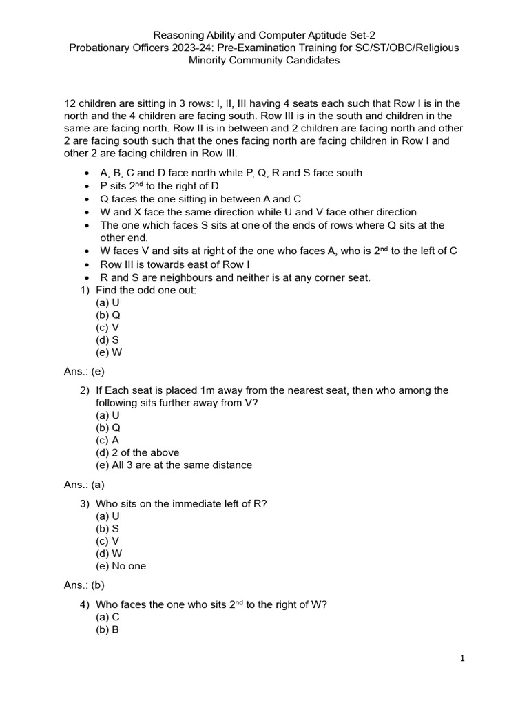 D2 RAC2 Reasoning Ability and Computer Aptitude | PDF | English ...