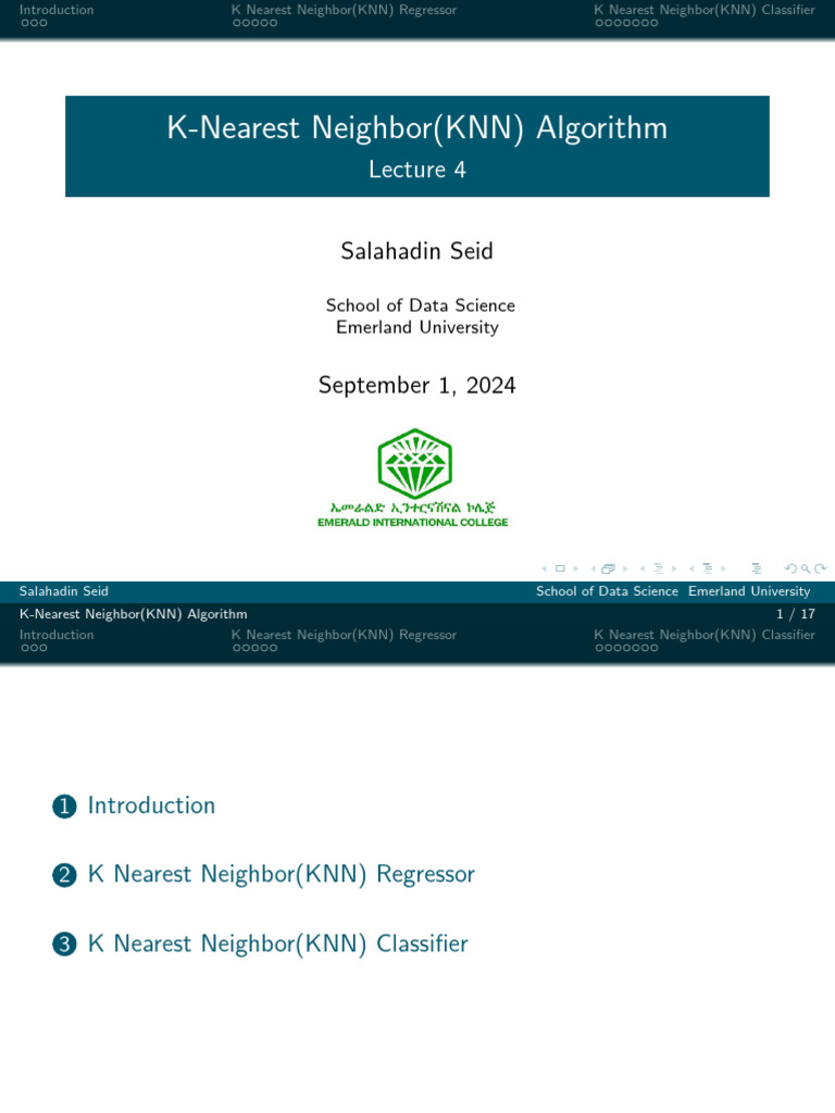 KNN Algorithm: Regression & Classification | PDF | Dependent And ...