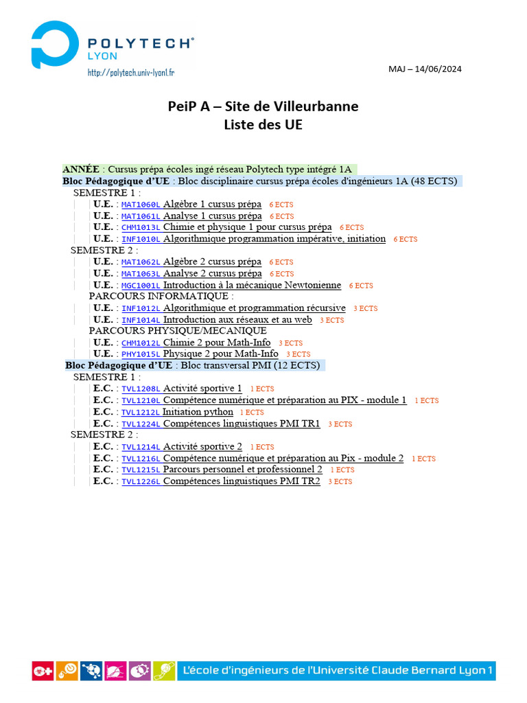 Cursus Prépa Ingénieurs Polytech Lyon | PDF | Informatique | Informatique