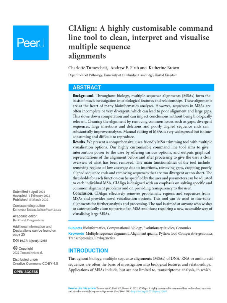 CIAlign: Custom Tool for MSA Cleanup | PDF | Sequence Alignment ...