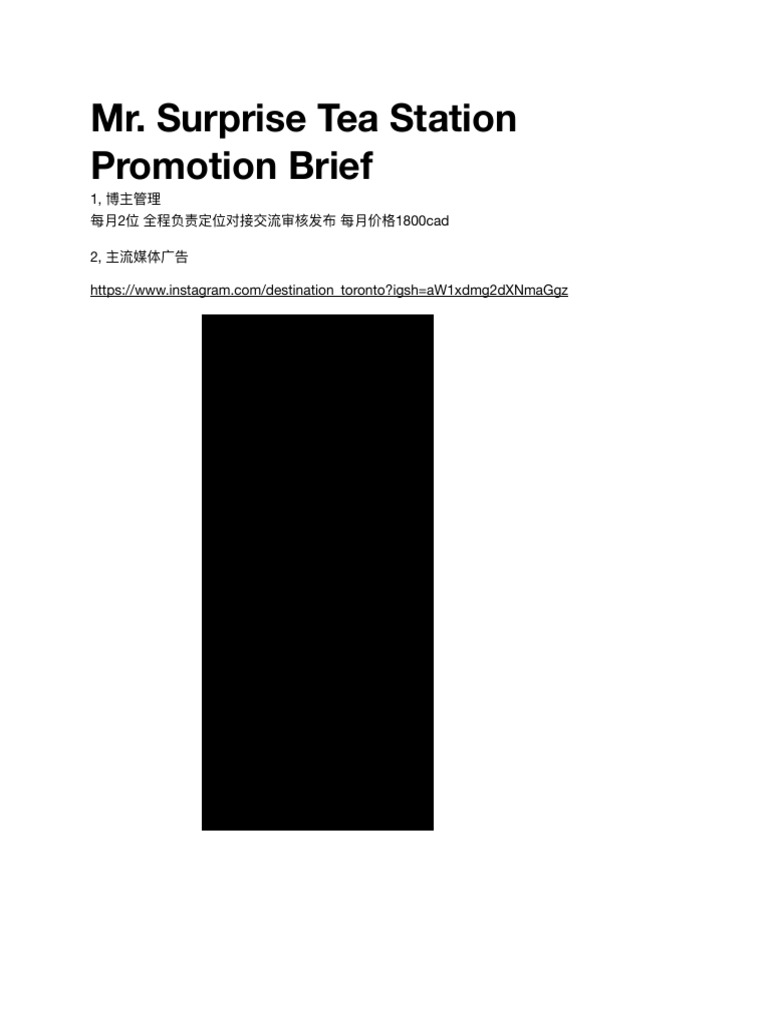 MS Tea Station Promotion Brief | PDF