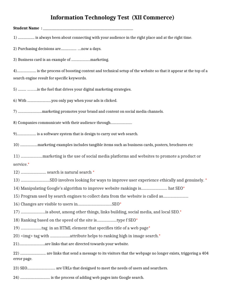 Information Technology Test 1 | PDF | Search Engine Optimization | Websites
