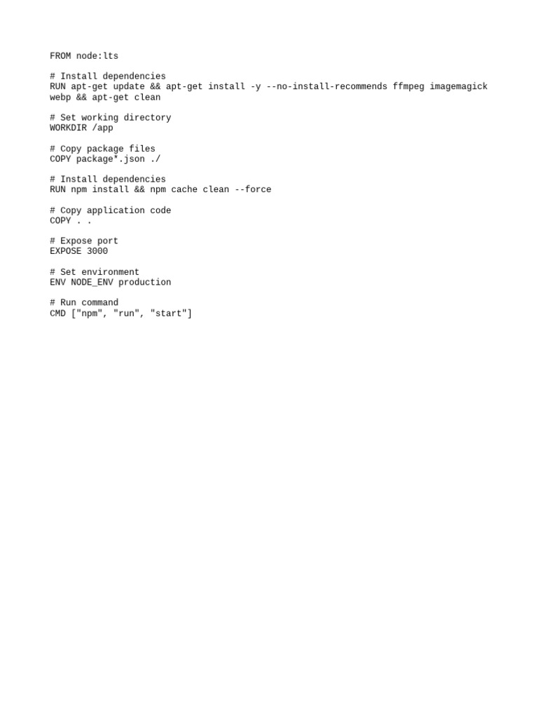 Dockerfile for Node.js App Setup | PDF
