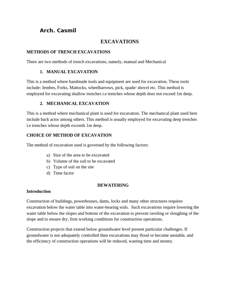 Excavations and Excavations | PDF | Deep Foundation | Concrete
