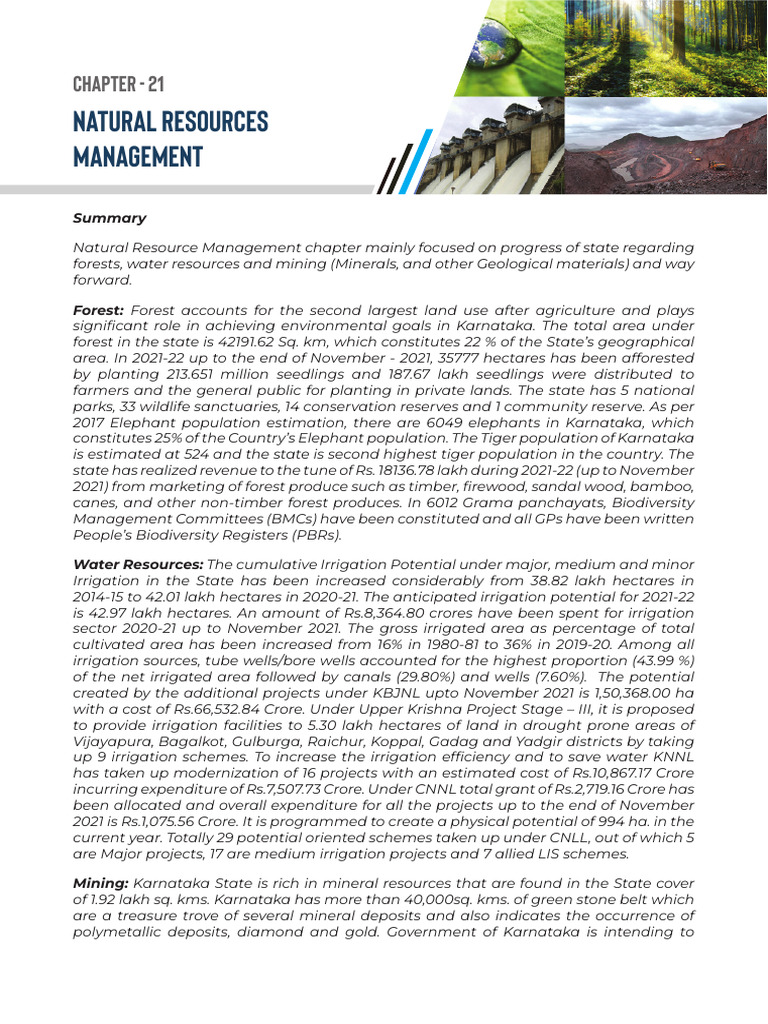 Karnataka Natural Resources Management | PDF | Habitat Destruction ...