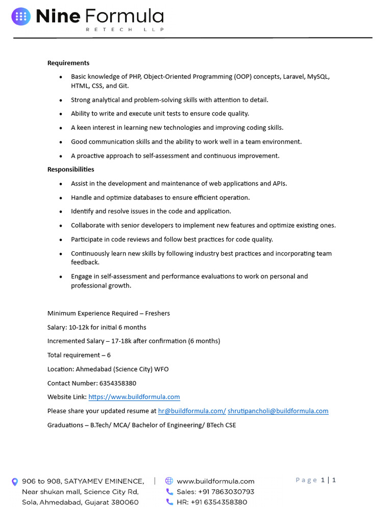 Junior Laravel Developer | PDF