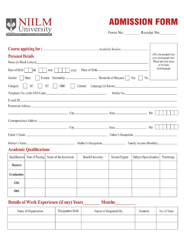 Admission Form | PDF