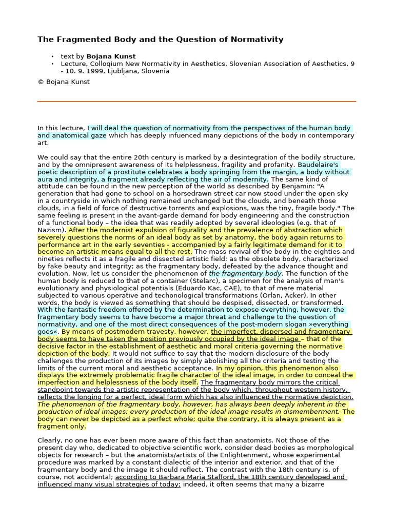 Fragmented Body and Normativity Issues | PDF | Anatomy | Science