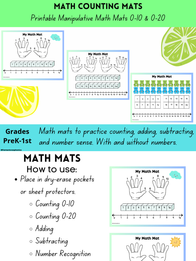 Printable Math Mats for Kids | PDF