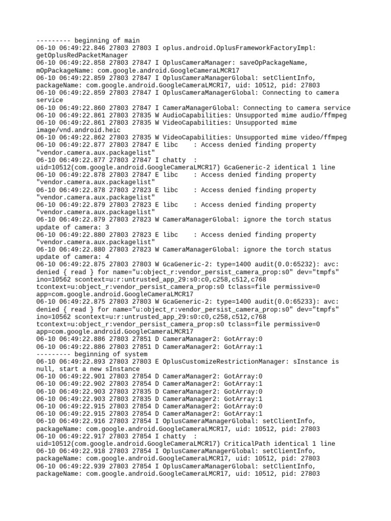 Oplus Camera Manager Log Analysis | PDF | Computing | Computer Programming