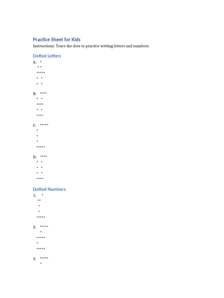 Dotted Writing Practice for Kids | PDF