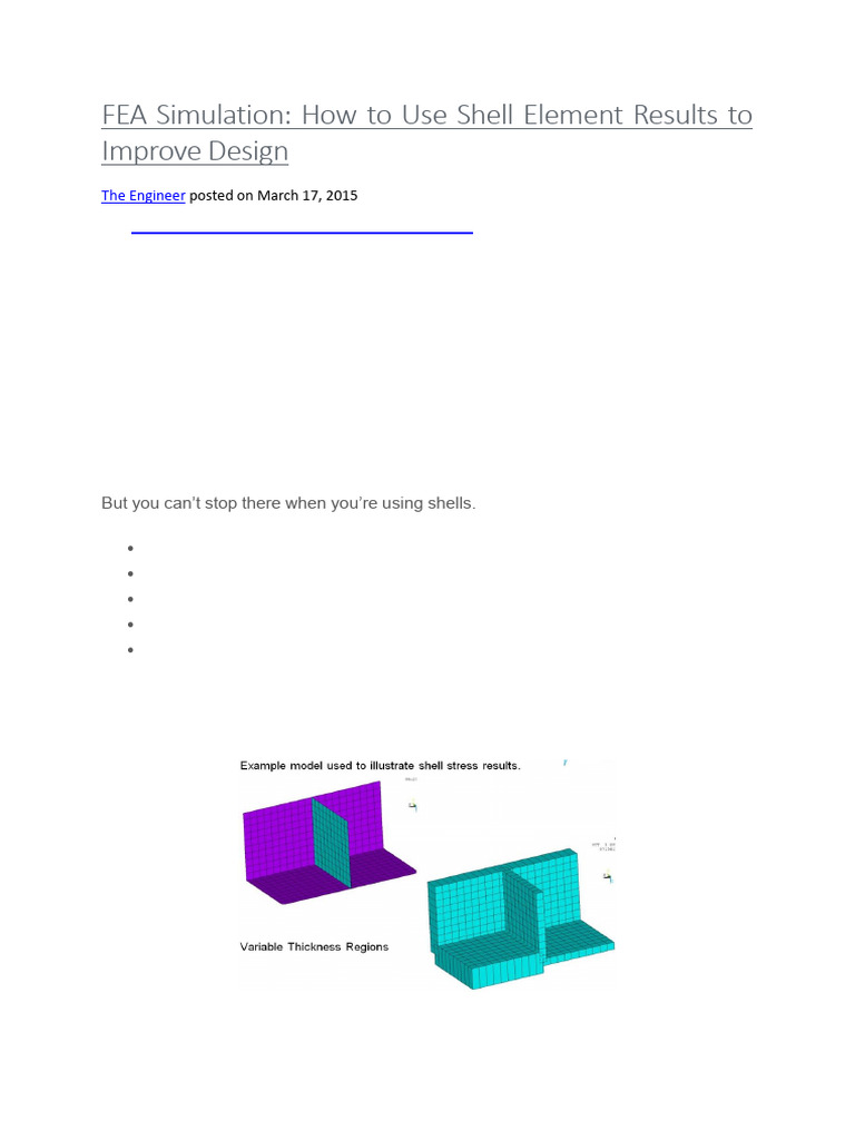 FEA Simulation - How To Use Shell Element Results To Improve Design ...