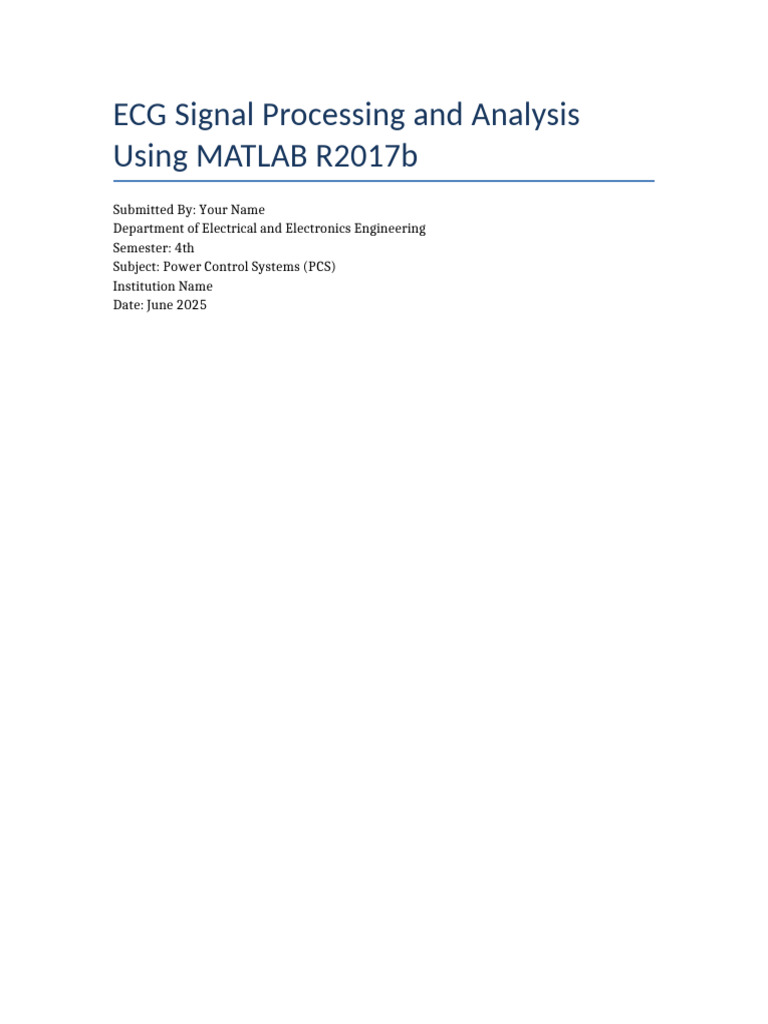 ECG Signal Processing with MATLAB | PDF | Electrocardiography | Filter ...