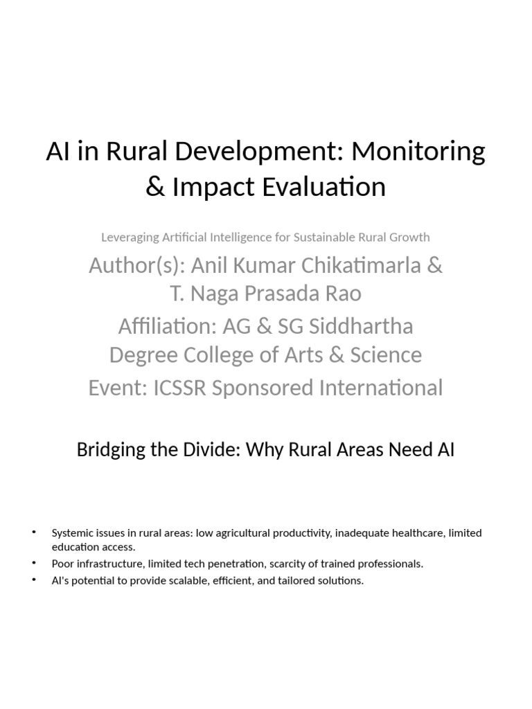 AI-Driven Solutions for Rural Growth | PDF | Artificial Intelligence ...