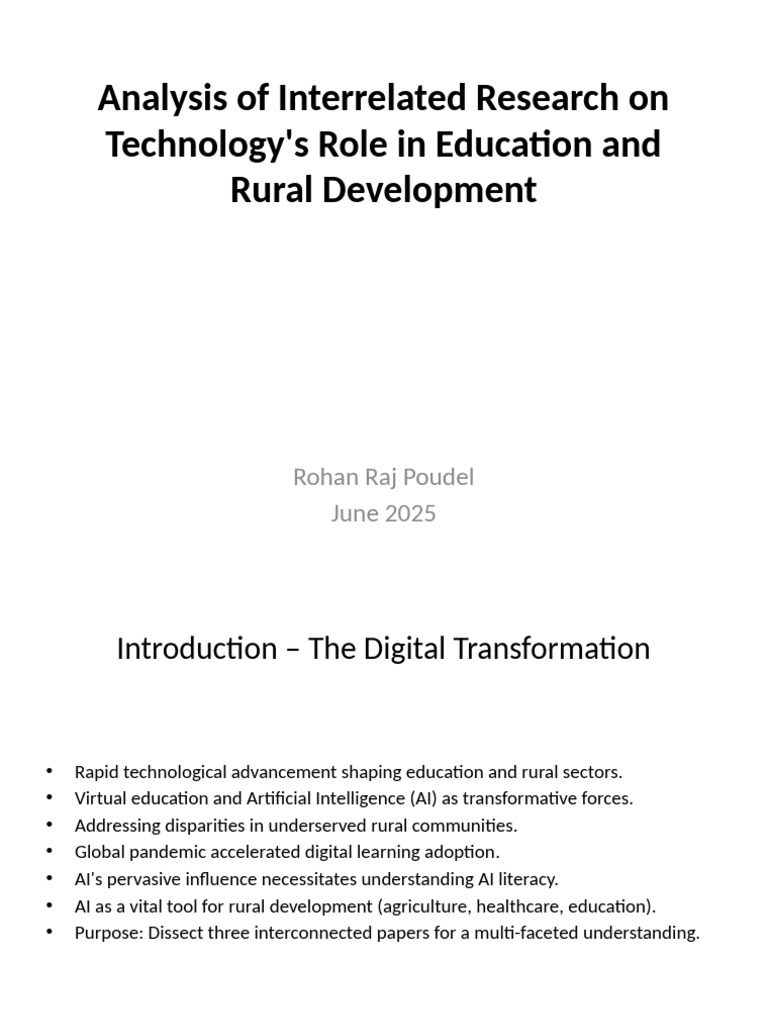 Technology in Education and Rural Development | PDF | Artificial ...