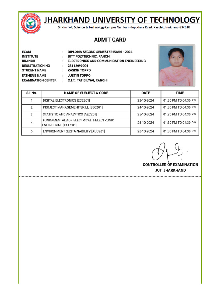Admit Card | PDF
