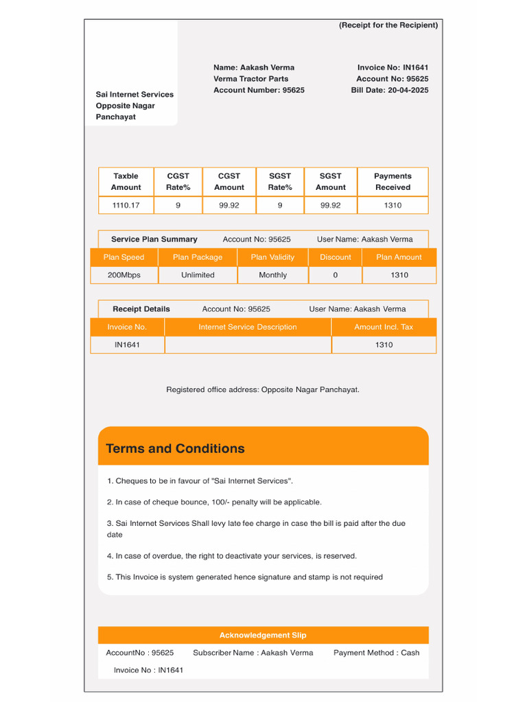 Internet Invoice (Freeforonline - Com) | PDF